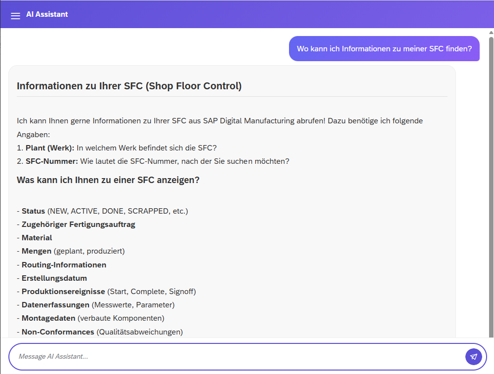 AI Assistant Antwort